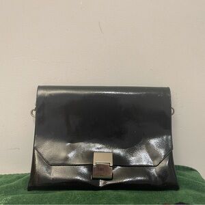 Zara Black Leather Clutch with chain shoulder strap